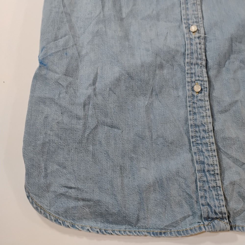 Lauren Ralph Lauren Women's Size 6 Denim Blue Shirt Dress Pearl Buttons Pocket - Picture 3 of 16
